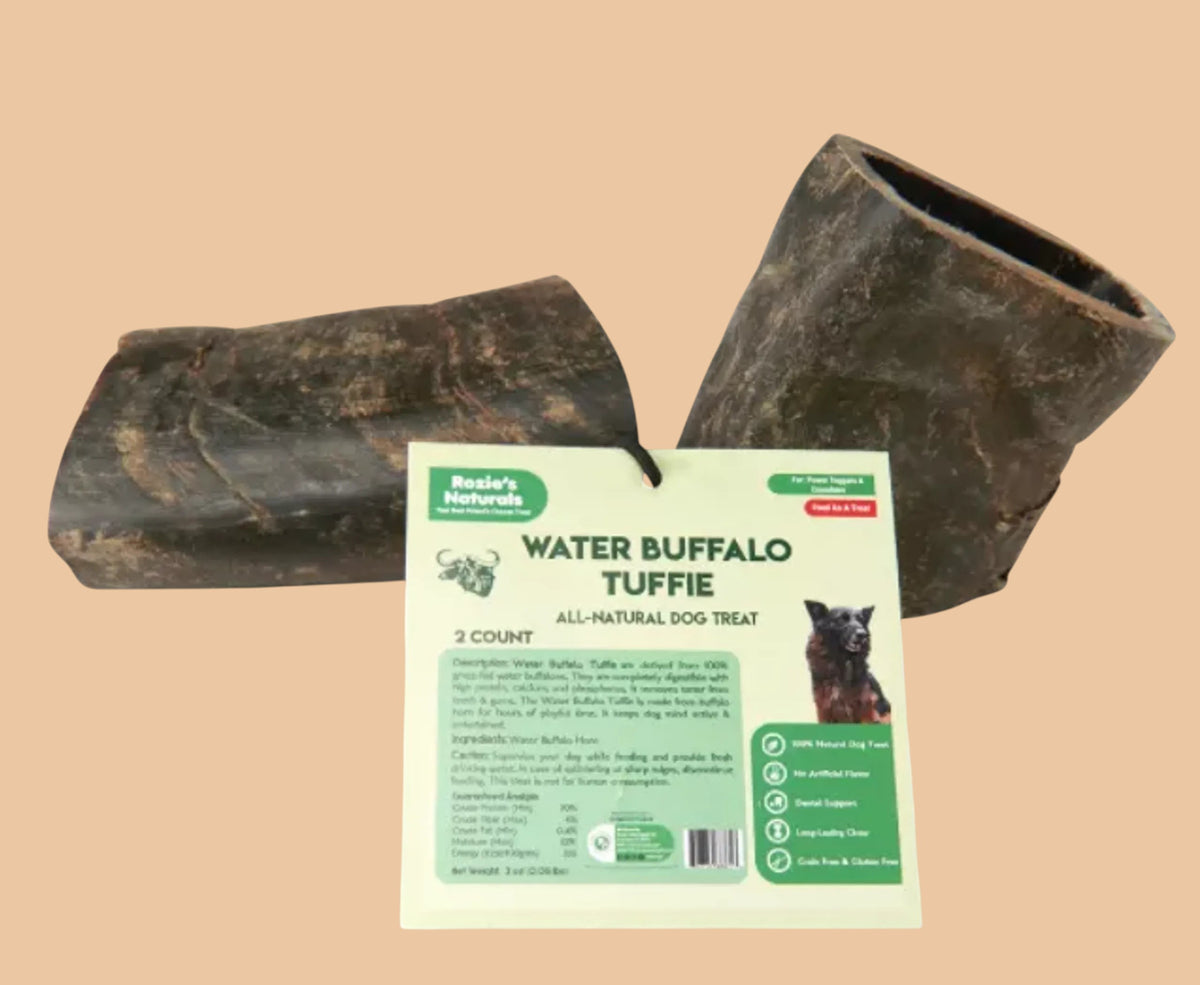 Pets Paradise Love water buffalo horn dog chews, two natural, long-lasting dental treats for aggressive chewers.